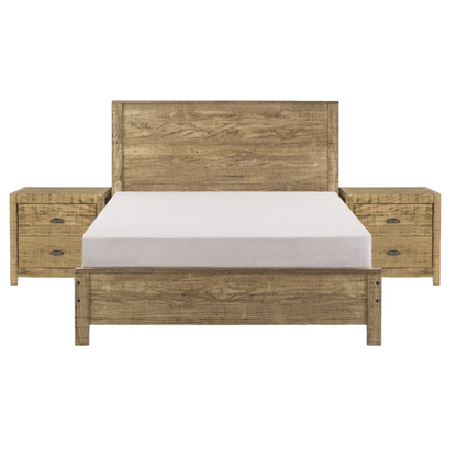 Heavy-Duty Solid Wood Twin Bedroom Set: 3-Piece Collection Featuring Sturdy Bed Frame and Two Bedside Tables