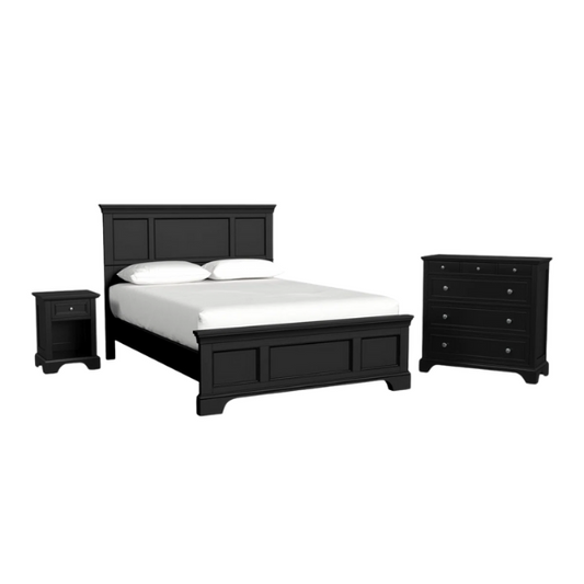 Elegant Queen Bedroom Set in Solid Black Wooden Design