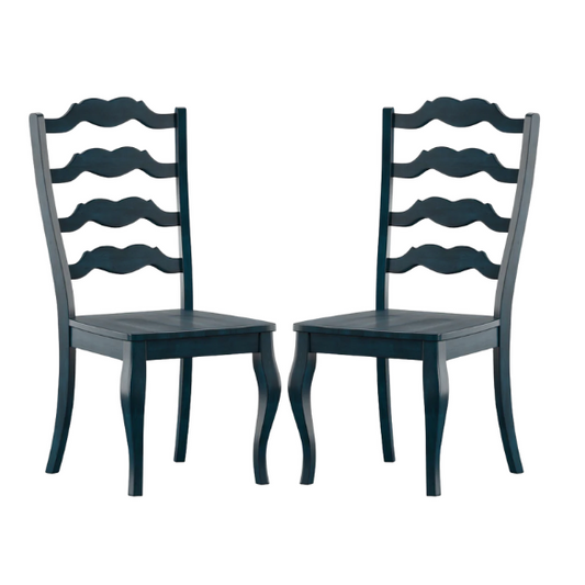 Rustic Ladder Back Solid Wood Dining Chairs (Set of 2) – Farmhouse Style Kitchen or Dining Room Seating
