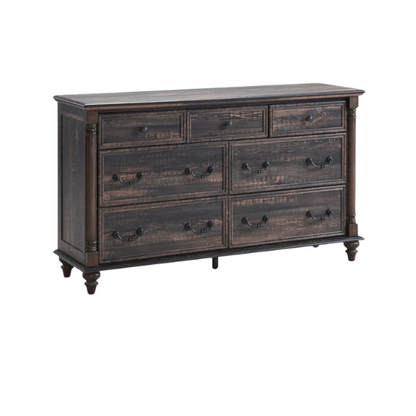 Farmhouse 7-Drawer Rustic Dresser with Two Drawer Sizes, Perfect for Bedroom or Living Room Storage