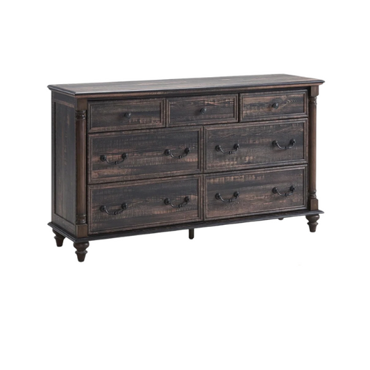 Farmhouse 7-Drawer Rustic Dresser with Two Drawer Sizes, Perfect for Bedroom or Living Room Storage