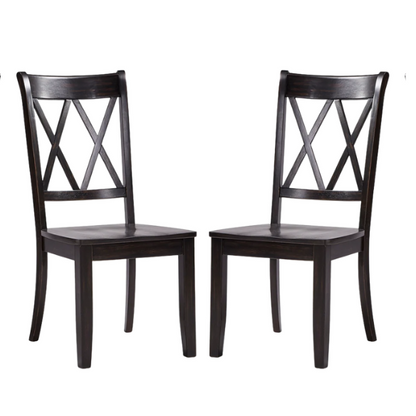 Farmhouse X-Back Solid Wood Dining Chairs (Set of 2) – Rustic Kitchen or Dining Room Seating