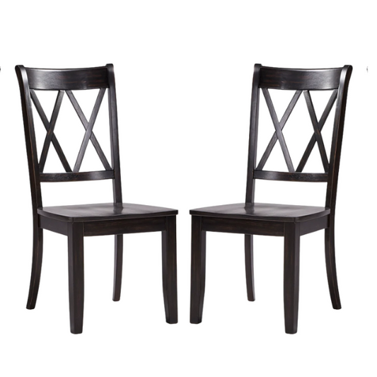 Farmhouse X-Back Solid Wood Dining Chairs (Set of 2) – Rustic Kitchen or Dining Room Seating