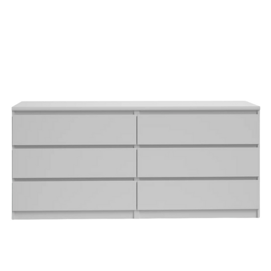 Versatile 60.5" 6-Drawer Double Dresser with Smooth Metal Glides and Clean-Lined Silhouette