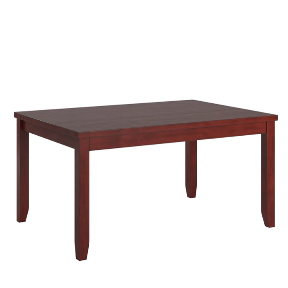 Solid Wood Rectangular Dining Table with Two Drawers – Distressed Finish, Rubberwood Construction, and Organized Storage
