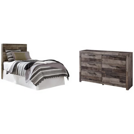 Luxurious Rustic Twin 2-Piece Dresser Set with Striking Black Accents: Elevate Your Bedroom Style