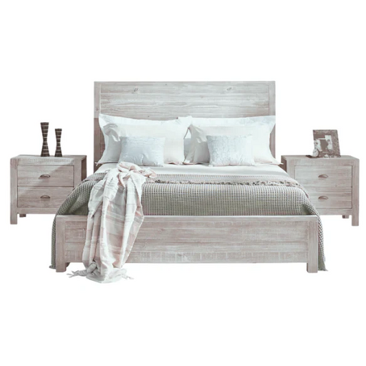 2-Piece Queen Panel Bedroom Set – Rustic Chic Design in 100% Solid Pine Wood from Sustainable Forests