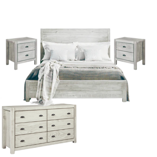 Rustic Farmhouse Aesthetic 4-Piece Queen Bedroom Set in Solid Wood – Charming and Durable