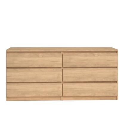 Versatile 60.5" 6-Drawer Double Dresser with Smooth Metal Glides and Clean-Lined Silhouette