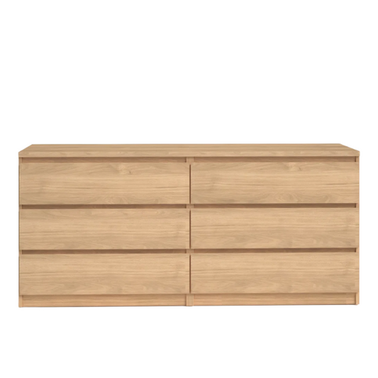 Versatile 60.5" 6-Drawer Double Dresser with Smooth Metal Glides and Clean-Lined Silhouette