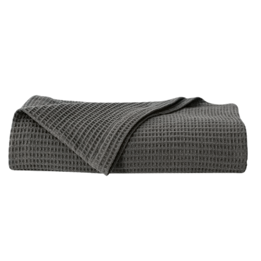 Cotton Waffle Weave Bed Blanket – Grey | All-Season Breathable Layer