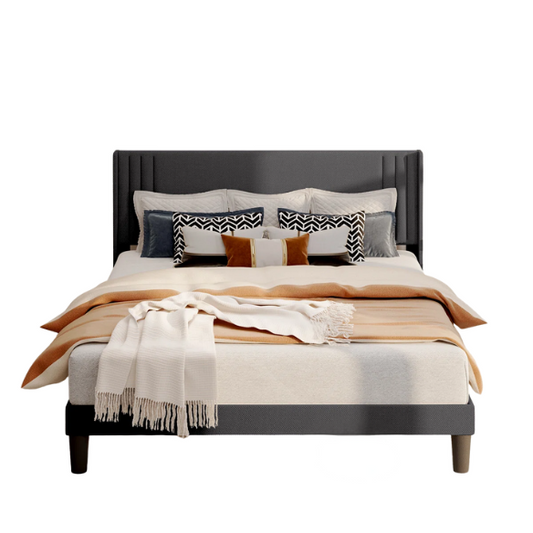 Modern Solid-Colored Upholstered Platform Bed – Full Double Size with Sleek Design and Sturdy Support
