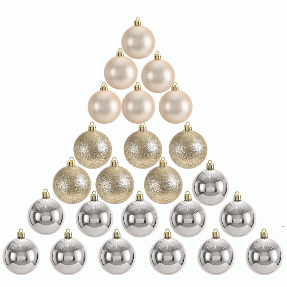 Gold & Silver Christmas Ball Ornaments – 24-Piece Set, Shatterproof Holiday Decorations (Available in 3 cm, 4 cm, and 6 cm)