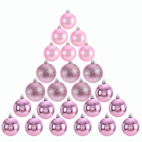 Pink Christmas Ball Ornaments – 24-Piece Set, Shatterproof Holiday Decorations (Available in 3 cm, 4 cm, and 6 cm)