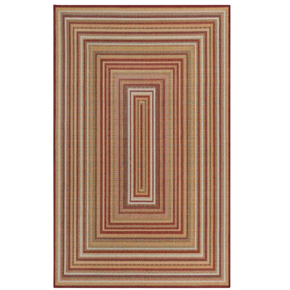 Coastal-Inspired Geometric Rug – Fade & Stain-Resistant, Burgundy,Ivory,Orange,Green,Blue Pattern, Ideal for Indoor/Outdoor Use