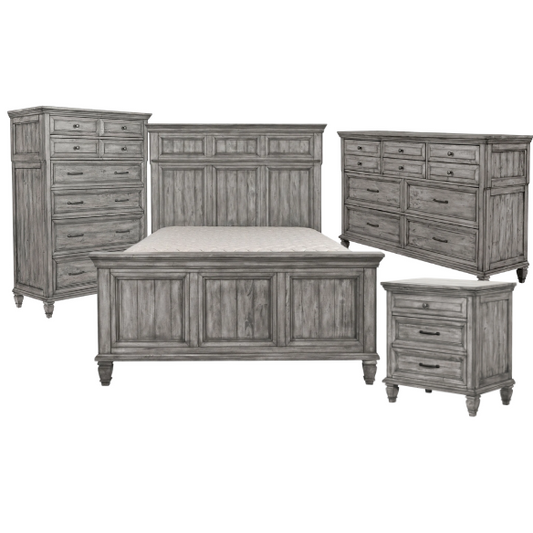 Old-World Charm Meets Glamour in 5-Piece Queen Bedroom Set – Rich Brown Finish with Crown Molding, Felt-Lined Drawers, and Built-In Outlets