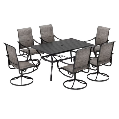 Patio Dining Set | Outdoor Furniture with Table and Swivel Chairs | All-Weather Garden Furniture with Umbrella Hole for Shade