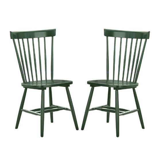 Farmhouse Spindle Back Dining Chairs – Set of 2, Solid Rubberwood
