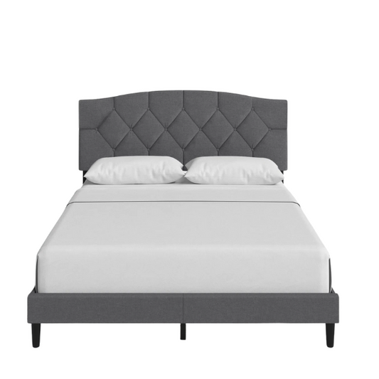 Modern Button-Tufted Queen Size Upholstered Platform Bed with Sleek Design