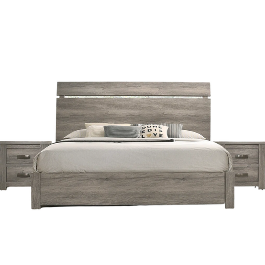 Charming Weathered Grey 3-Piece Queen Bedroom Set in Solid Wood – Elegant and Durable