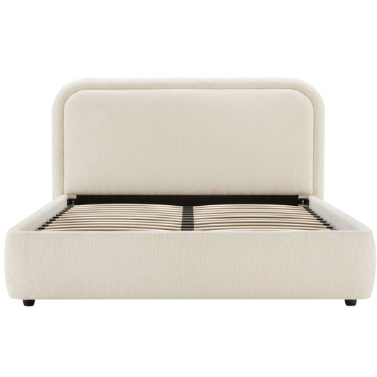 Premium Upholstered Aurora Lift-Up Storage Bed with Elegant Boucle Performance Fabric, Plush Foam-Padded Headboard, and Spacious Under-Bed Storage for a Clutter-Free Bedroom