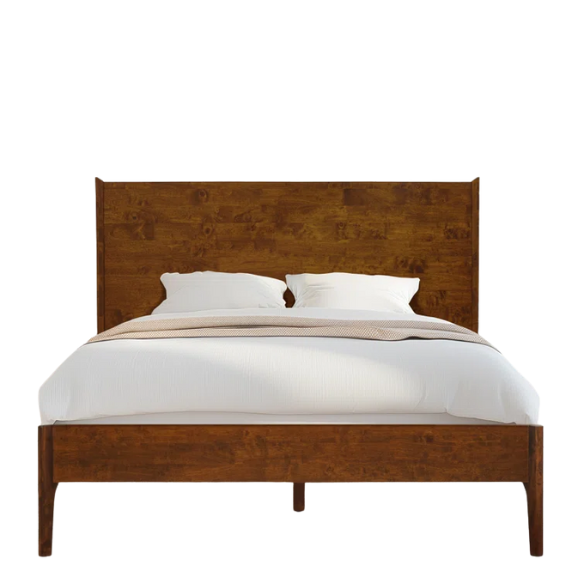 Timeless Solid Wood King Size Bed Frame with Headboard – Scandinavian Platform Design for Effortless Elegance and Comfort