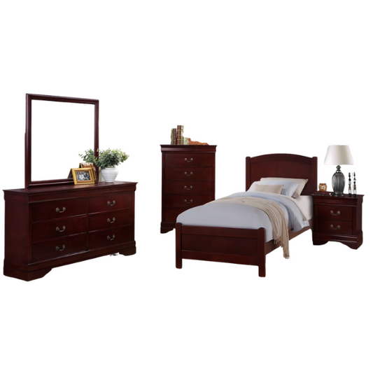 Elegant Polish Wooden Louis Philippe Style 5-Piece Full Double Size Bedroom Set – Timeless Design with Classic Charm and Luxurious Craftsmanship