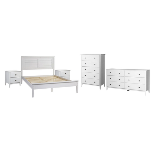 Brushed Wooden Full Double Size Bed and Bedroom Set – Elegant Design with Sturdy Construction and Rustic Charm