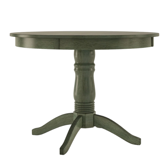 Round Pedestal Base Dining Table – Vintage Farmhouse Style with Distressed Finishes, Compact Design for Small Spaces, Timeless Classic Elegance