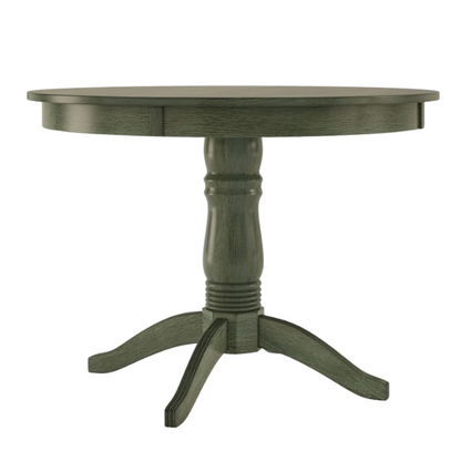 Round Pedestal Base Dining Table – Vintage Farmhouse Style with Distressed Finishes, Compact Design for Small Spaces, Timeless Classic Elegance