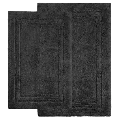 Black Cotton 2-Piece Bath Rug Set – Plush, Non-Slip, Highly Absorbent Rugs (20" x 30" & 24" x 36")