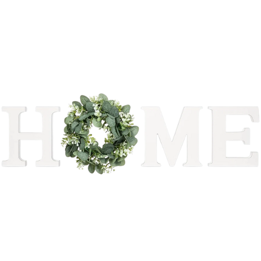 Farmhouse Wall Decor – Versatile 'Home' Logo with Wreath Hangers for Easy Display – Horizontal, Vertical, or Desktop Mounting Options