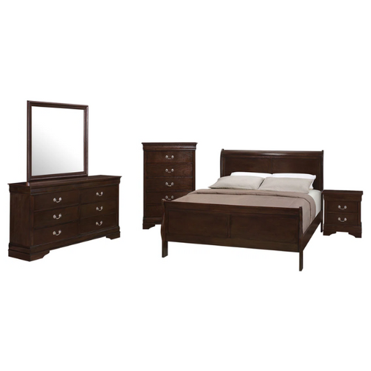 5-Piece Queen Bedroom Set with Brown Dovetail Construction and Timeless Design