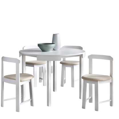 5-Piece Compact Round Dining Set – Space-Saving Design with Vegan Leather or Fabric Seats