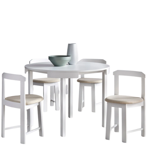 5-Piece Compact Round Dining Set – Space-Saving Design with Vegan Leather or Fabric Seats