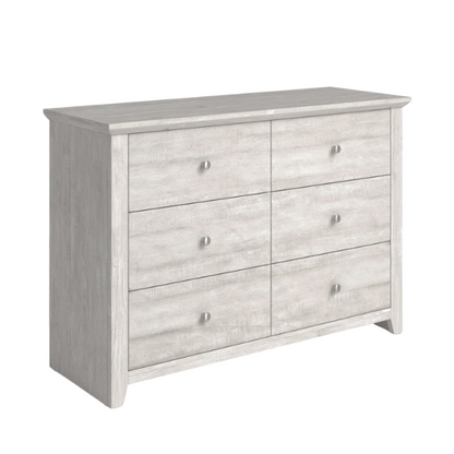Modern 6-Drawer Double Dresser with Angled Sled Legs and Round Metal Hardware