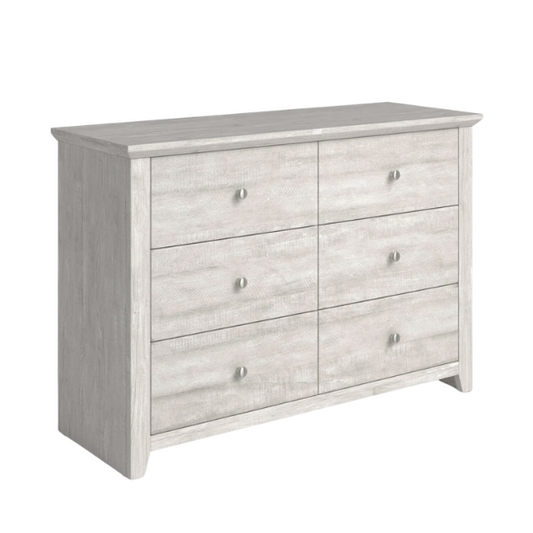 Modern 6-Drawer Double Dresser with Angled Sled Legs and Round Metal Hardware