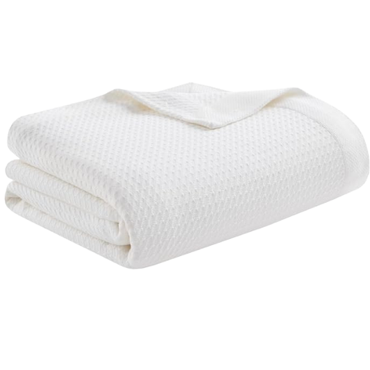 White Egyptian Cotton Quilted Blanket – Luxuriously Soft, Breathable & All-Season Comfort