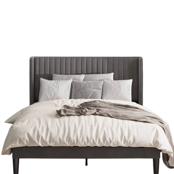 King Size Upholstered Platform Bed with Wingback Headboard – Simple, Elegant Design, Sturdy Wooden Slats, No Box Spring Needed for a Luxurious Sleep Experience