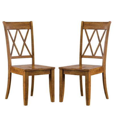 Farmhouse X-Back Solid Wood Dining Chairs (Set of 2) – Rustic Kitchen or Dining Room Seating