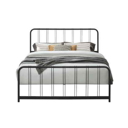 King Size Metal Slat Bed – Modern Minimalist Design with Kiln-Dried Wood Slats for Box Spring-Free Convenience and Versatile Style