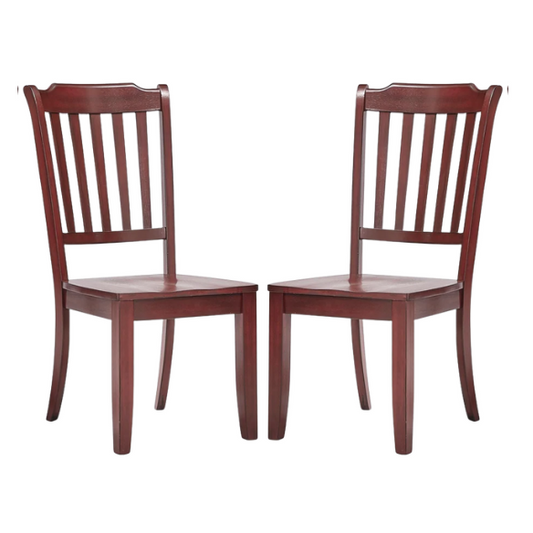 Slat-Back Solid Wood Dining Chairs – Set of 2 Farmhouse Kitchen or Dining Room Chairs