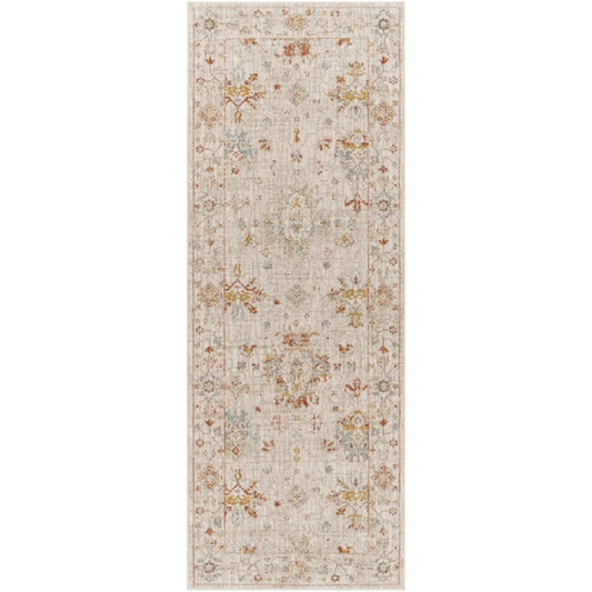 Elegant Oriental Rug – Stain-Resistant, High-Low Pile, Machine Woven with Fringed Detailing