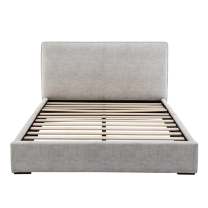 Elegant Grey Queen Size Upholstered Bed with Soft Bouclé Polyester Fabric – Modern and Stylish