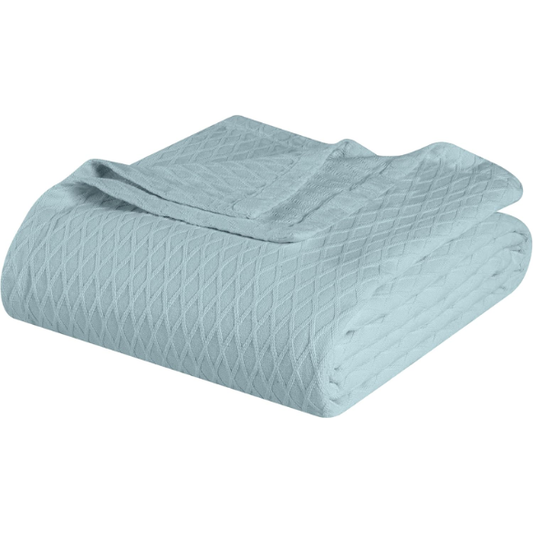 Light Blue Weave Cotton Blanket – Elegant, Soft & Breathable All-Season Comfort