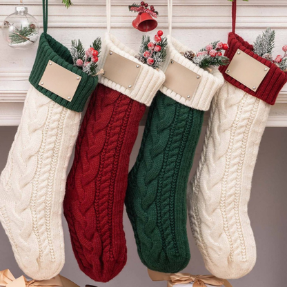 Knitted Christmas Stocking with Ribbed Cuff – Classic Design
