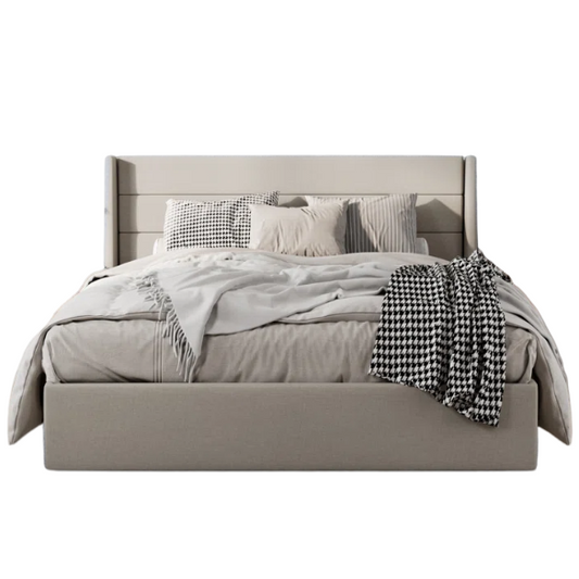 Luxurious Linen Upholstered Hydraulic Lift-Up Storage Platform Bed – Full/Double Size with Sleek Design & Maximized Space