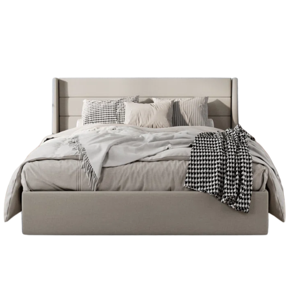 Luxurious Linen Upholstered Hydraulic Lift-Up Storage Platform Bed – Full/Double Size with Sleek Design & Maximized Space