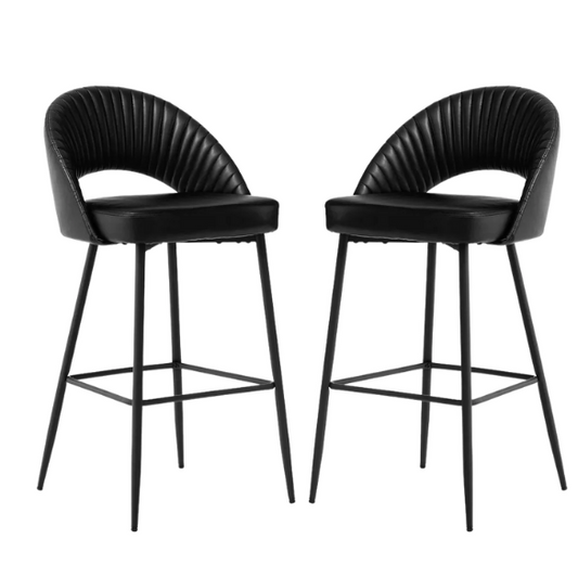 Set of 2 41" Modern Tapered Leg High Bar Stools with Leatherette Backrest and Fabric Seat – Stylish & Contemporary Design for Home or Commercial Spaces