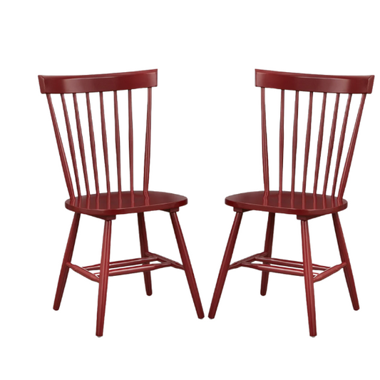 Farmhouse Spindle Back Dining Chairs – Set of 2, Solid Rubberwood